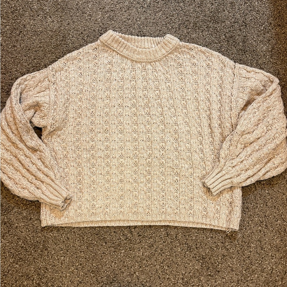 Blu Pepper Cream Cable Knit Turtleneck Sweater